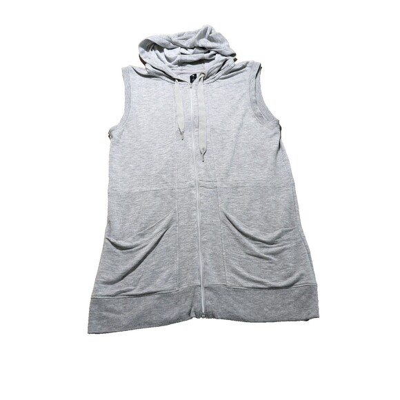 YOGALICIOUS Tops - YOGALICIOUS Full Zip Up Sleeveless Grey Tunic Sweatshirt Hoodie Size Medium